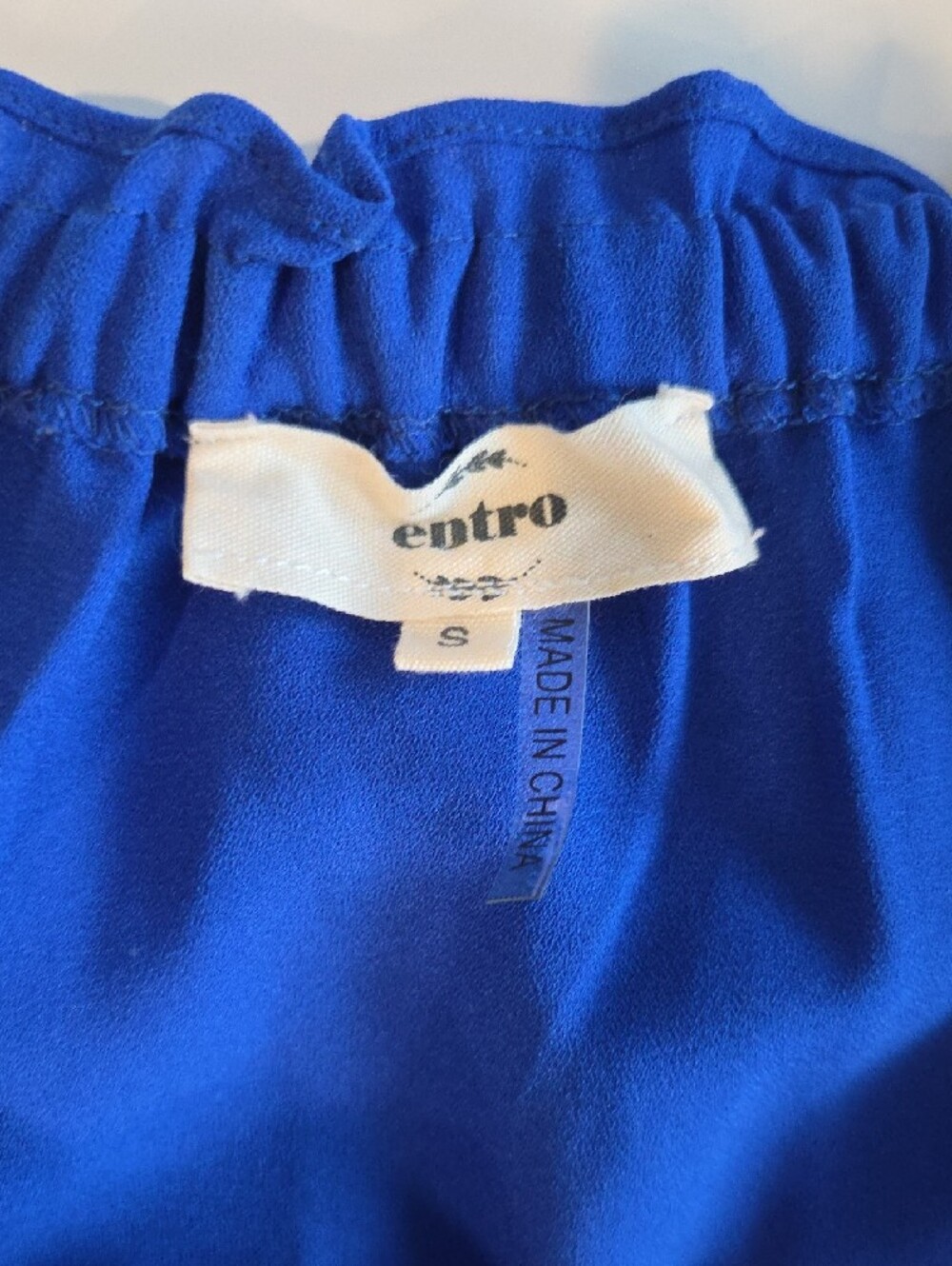 entro Royal Blue Off-Shoulder Ruffle Top with Rainbow Band Retro Womens Small - Picture 5 of 5